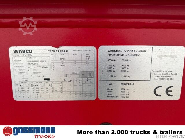 Tipper semitrailer Carnehl CHKS /AH, Alumulde ca. 26m³, Liftachse