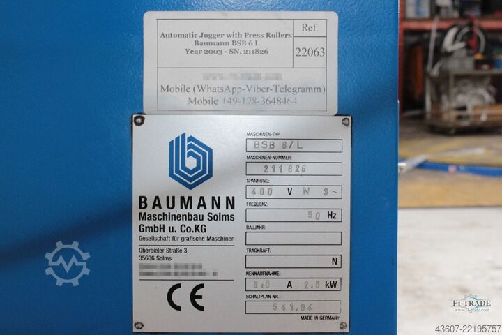 Rüttelautomat mit Ausstreichwalze / Jogger with Air Removal Rollers Baumann BSB 6 L