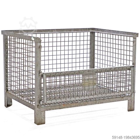 Used Mesh container fixed construction fixed construction stackable 1 flap at long side, Kruizinga 98-6271GB