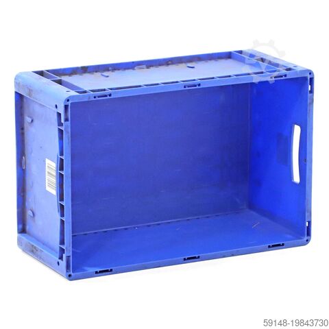 Used Euronorm stacking bins all walls closed + open handles, L: 600, W: 400, H: 270 (mm). Kruizinga 98-7008GB-PAL