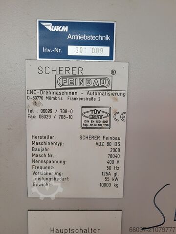 Vertikaldrehmaschine Scherer VDZ 80 DS