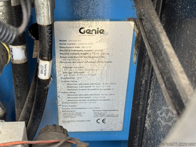 Genie GS 3369 RT Hebebühne / Arbeitsbühne, 12m Arbeitshöhe, 4x4 Kubota DIESEL, Baujahr 2014 GENIE GS 3369 RT  Hoogwerker / Arbeitsbuhne 12mtr werkhoogte 4x4 Kubota DIESEL 2014