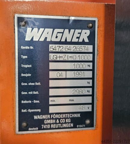 Fahrerloses Transportfahrzeug FTF / AGV WAGNER Fördertechnik GmbH & Co KG WAGNER UGH-Z1-Q 1000