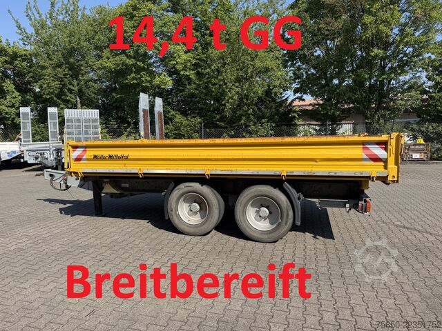 Three-way tipper trailer Müller Mitteltal TA-2  14,4 t Tandemkipper- Tieflader, Breitbereift