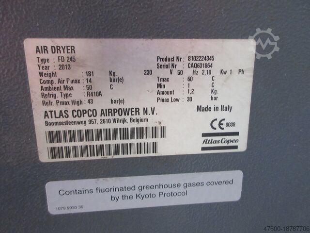 Schraubenkompressor Luftkompressor Raum Atlas Copco Druckluft Kompressor GA75VSD GA45+ Kältetrockner + Tank