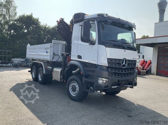 Dreiseitenkipper LKW MERCEDES-BENZ AROCS 3351AK 6X6 3-S-KIPPER BORDMATIK, PALFINGERKRAN, NEU! MIETKAUF MGL