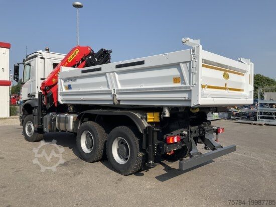 Dreiseitenkipper LKW MERCEDES-BENZ AROCS 3351AK 6X6 3-S-KIPPER BORDMATIK, PALFINGERKRAN, NEU! MIETKAUF MGL