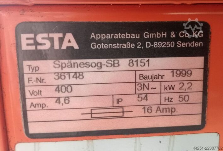 Industrial extraction system chip vacuum ESTA Apparatebau GmbH & Co. KG Spänesog-SB 8151