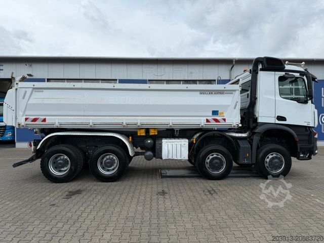 Tipper truck MERCEDES-BENZ 4145 8x8 Meiler Dreiseitenkipper Bordmatik