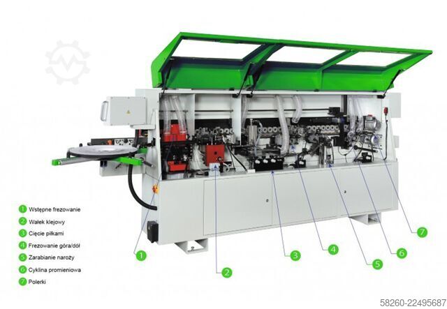 Edge banding machine Holzing G-MAX 480 zarabianie naroży wstępny frez