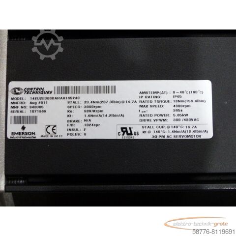 Control unit Control Techniques / Emerson 142U2E300BARAA165240 Servomotor  !