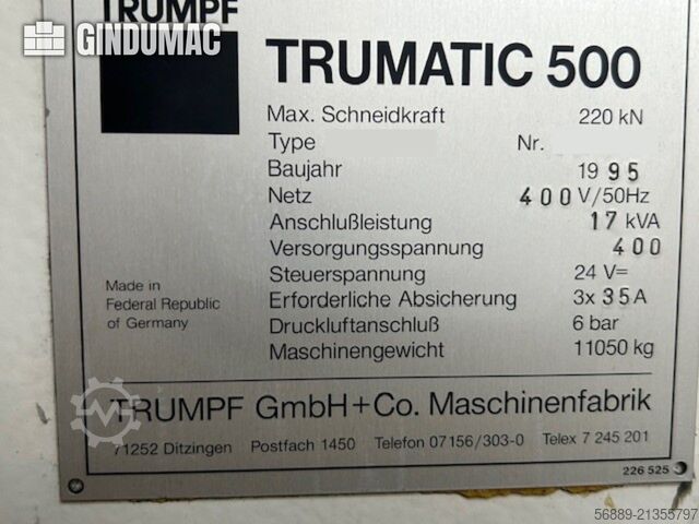 TRUMPF TRUMATIC 500 TRUMPF TRUMATIC 500