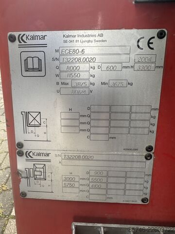 ECF 80 / 6 * ( 8,0 t bei 600 mm !! ) * Neue Batterie !! KALMAR ECF 80 / 6 * ( 8.0 T @ 600 MM !! )  * NEW battery !!