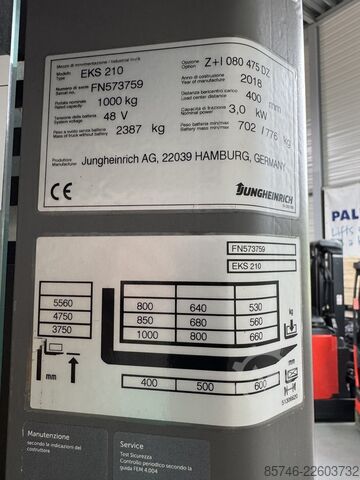 EKS 210 - Drahtführung !! PSA!! DOPPELTE Lenkung!! Triplex FFL JUNGHEINRICH EKS 210 - Wire Guidance !! PSA !! DOUBLE steering !! Triplex FFL