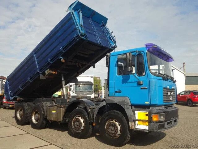 3-sided tipper MAN 41-414 MEILLER KIPPER 8X4,MANUAL POMP