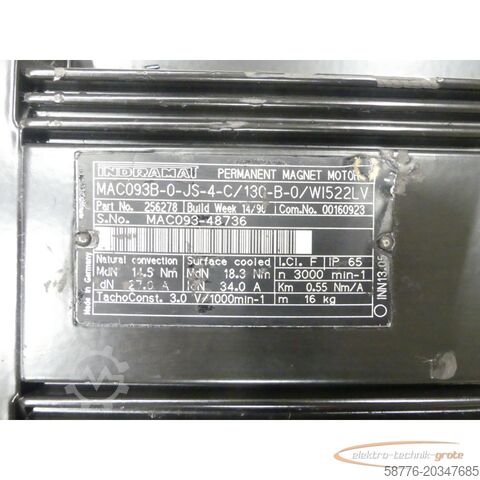 Control unit Indramat MAC093B-0-JS-4-C/130-B-0/WI522LV / 256278 Servomotor SN: MAC093-48736
