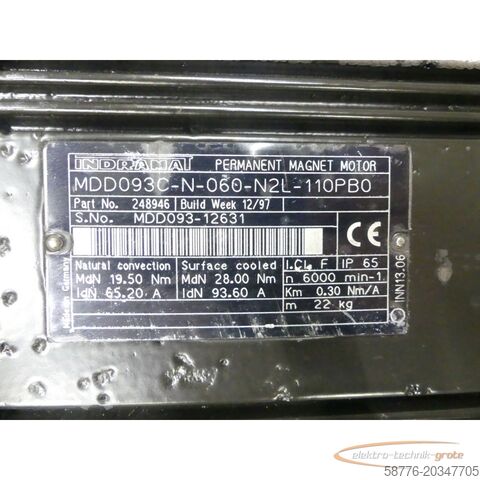 Control unit Indramat MDD093C-N-060-N2L-110PB0 / 248946 Servomotor SN: MDD093-12631