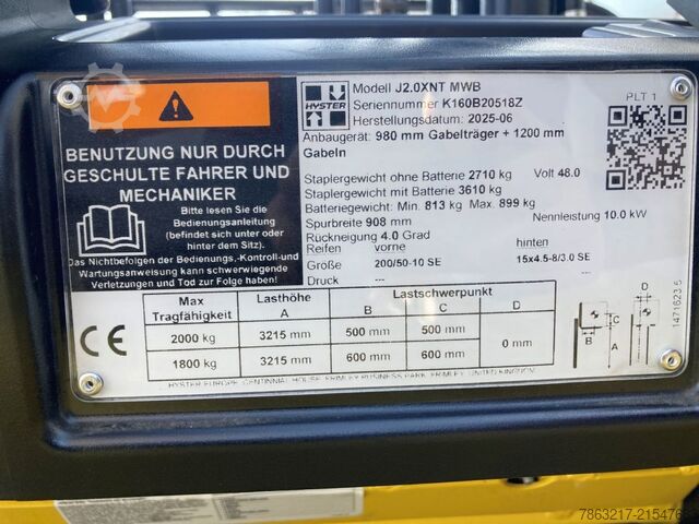 Elektro 3 Rad-Stapler Hyster J 2.0 XNT MWB