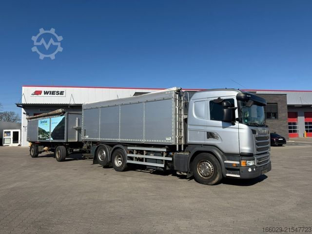 Kipper LKW SCANIA G 450 Dreiseitenkipper + Anhänger mit Schleuse