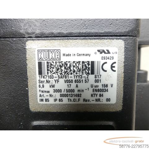 Steuerung KUKA 1FK7103-5AF81-1YY3-Z S17 Servomotor SN: YFV050655157001