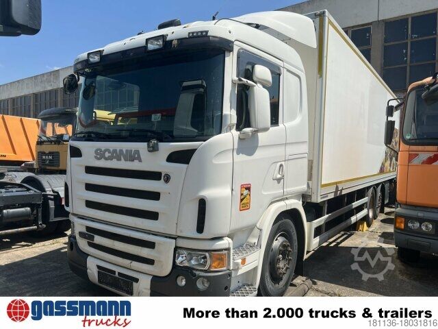 LKW mit Kofferaufbau Scania G420 6x2, Liftachse, Hiab LBW, Motor defekt!