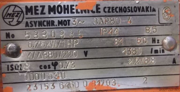 Gear motor 0.75 kW 7.77 rpm MEZ 3AP80-4