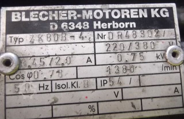 Getriebemotor 0,75 kW 5,83 U/min Blecher ZK80B-4