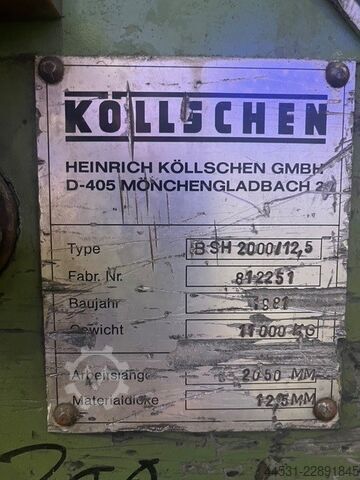 Guillotine shear Köllschen BSH 2000/ 12,5