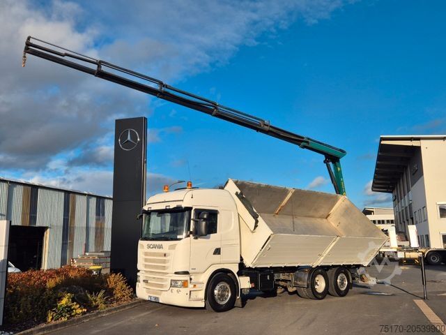 Three-sided tipper truck SCANIA G490 LB6x2*4HNB Palfinger PK 18002-EH D Funk AHK