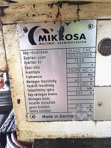 Centerless cylindrical grinding machine Mikrosa M 400 CNC