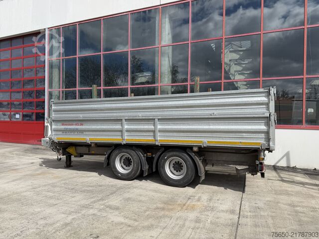 Log trailer Möslein DTD18  19 t Tandemkipper- Tieflader + Steckrungen, Breite Reifen