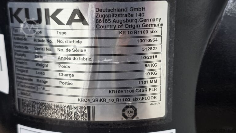 Industrial robot KUKA KR 10 R1100 sixx