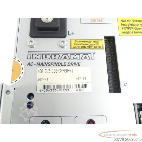 Component Indramat KDA 3.3-150-3-A00-W1 SN:256355-01253 generalüberholt mit 12 Monaten Gewährleistung!-