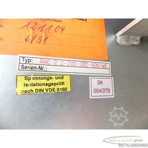 Component Indramat RAC 2.2-200 - 380-A00-W1 AC - Mainspindle Drive SN:004379