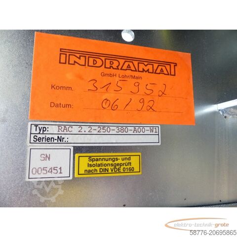 Component Indramat RAC 2.2-250-380-A00-W1 Mainspindle Drive SN:232713-05451