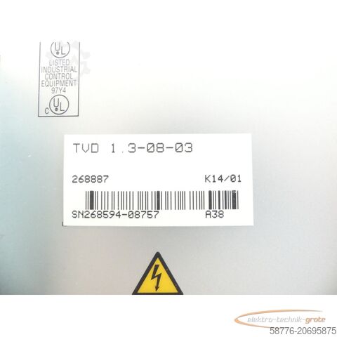 Component Indramat Inradamt TVD 1.3 SN: 268594-08757 generalüberh. + 3 Mon. Gewährl.