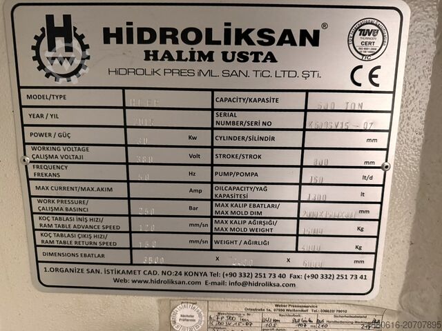 Tryout hydraulic press 500 t Hidroliksan HCFP