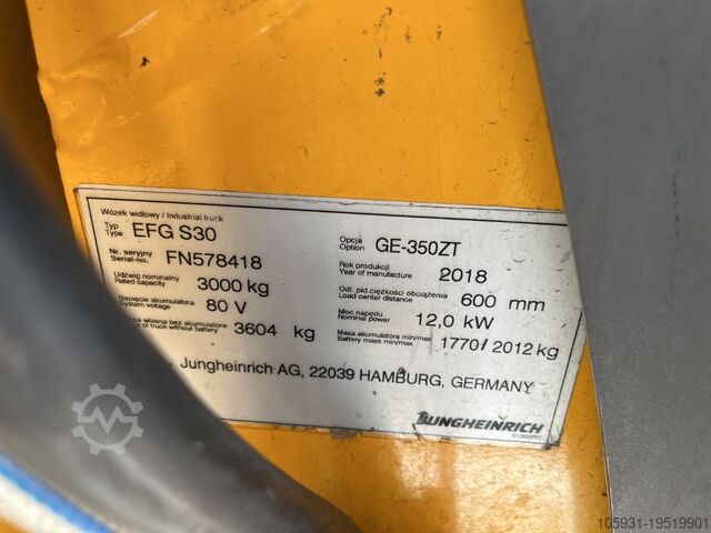 Electric 4-wheel forklift Jungheinrich EFGS30