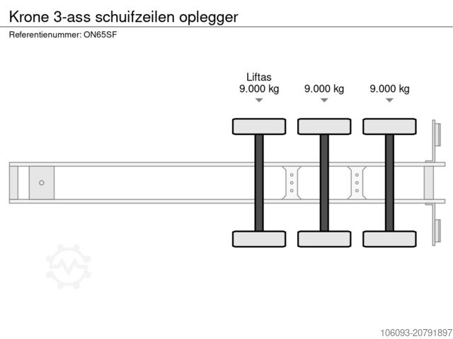 Sliding tarpaulins Krone 3-ass schuifzeilen oplegger