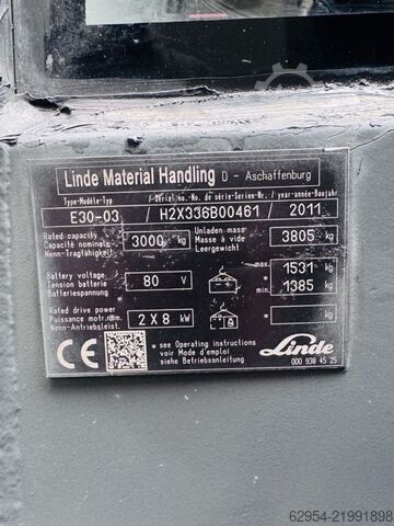 Electric 4-wheel forklift Linde E 30 - 03 S Triplex Kabine ZVG