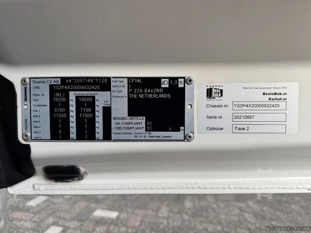 BDF-System Scania P220 2021 BDF 270.700km DHOLLANDIA