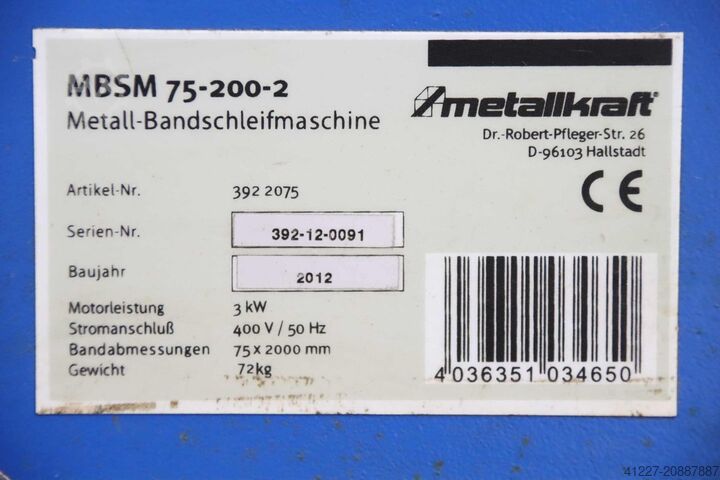 Bandschleifmaschine Metallkraft MBSM 75-200-2