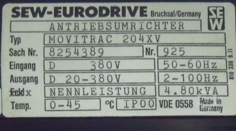 Frequenzumrichter 3 kW 4,8 kVA SEW-EURODRIVE Movitrac 204 XV