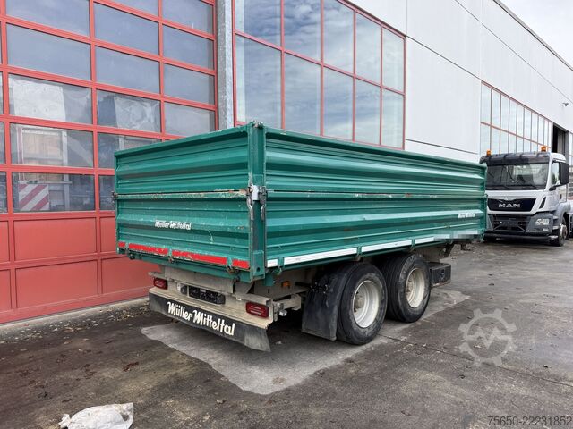 Three-way tipper trailer Müller Mitteltal KA-TA-R 13,5  13,5 t Tandemkipper- Tieflader Aufsatzbordwände Breitbereift