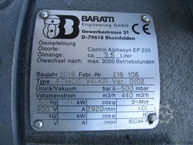 FRAMED VACUUM PUMP WITH SUCTION FILTER BARRATI ATMOS V4-KR Var. 0102