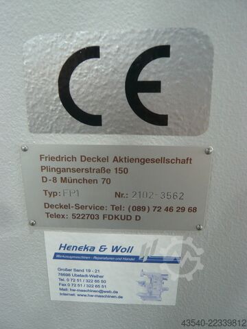 Tool milling machine Deckel FP1 Aktiv CE Konform