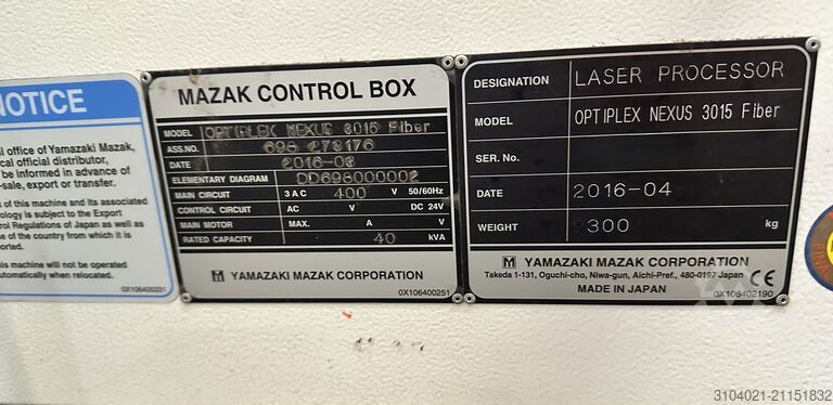 Laserschneidmaschine Mazak Optiplex Nexus Fiber