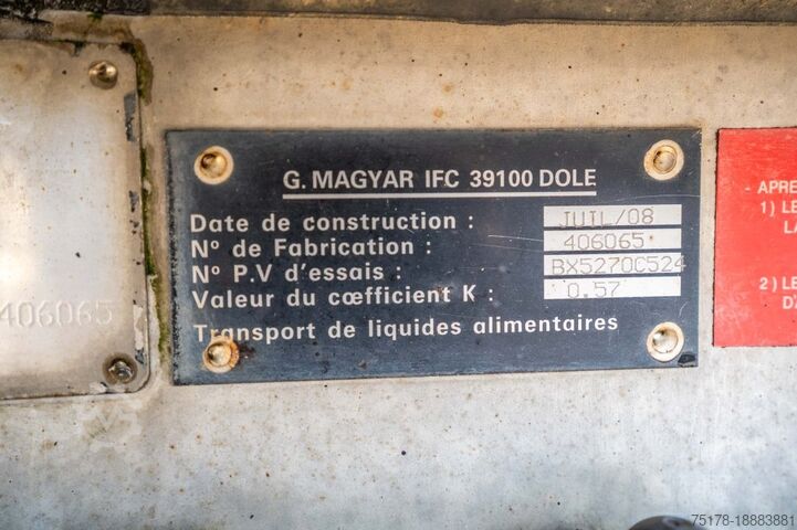 Milk tanker MAGYAR CITERNE HYDROLIQUE MONO-CUVE + 26.000 L