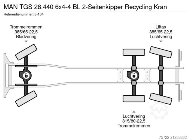 Kipper mit Kran MAN TGS 28.440 6x4-4 BL 2-Seitenkipper Recycling Kran