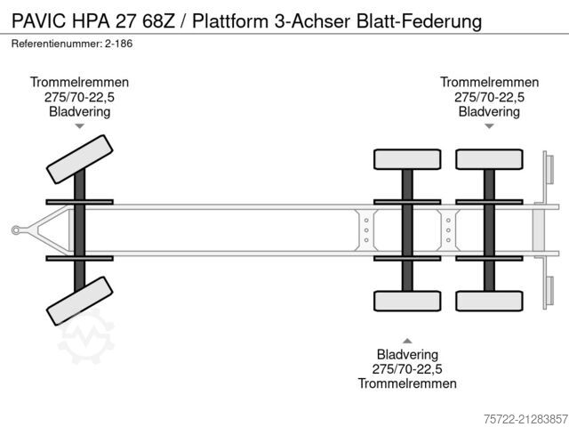 Holztransporter PAVIC HPA 27 68Z / Plattform 3-Achser Blatt-Federung